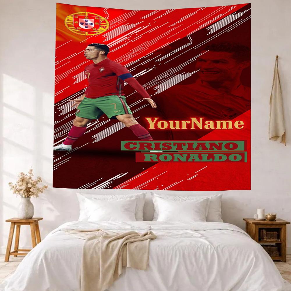 Cristiano Ronaldo Custom Your Name Wall Decor Tapestry Art For Pet Memorial Birthdaywedding Party Backdrop Family Gift