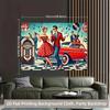 1 piece of 2D background fabric, a background fabric with a retro music party atmosphere, multi-functional polyester DJH