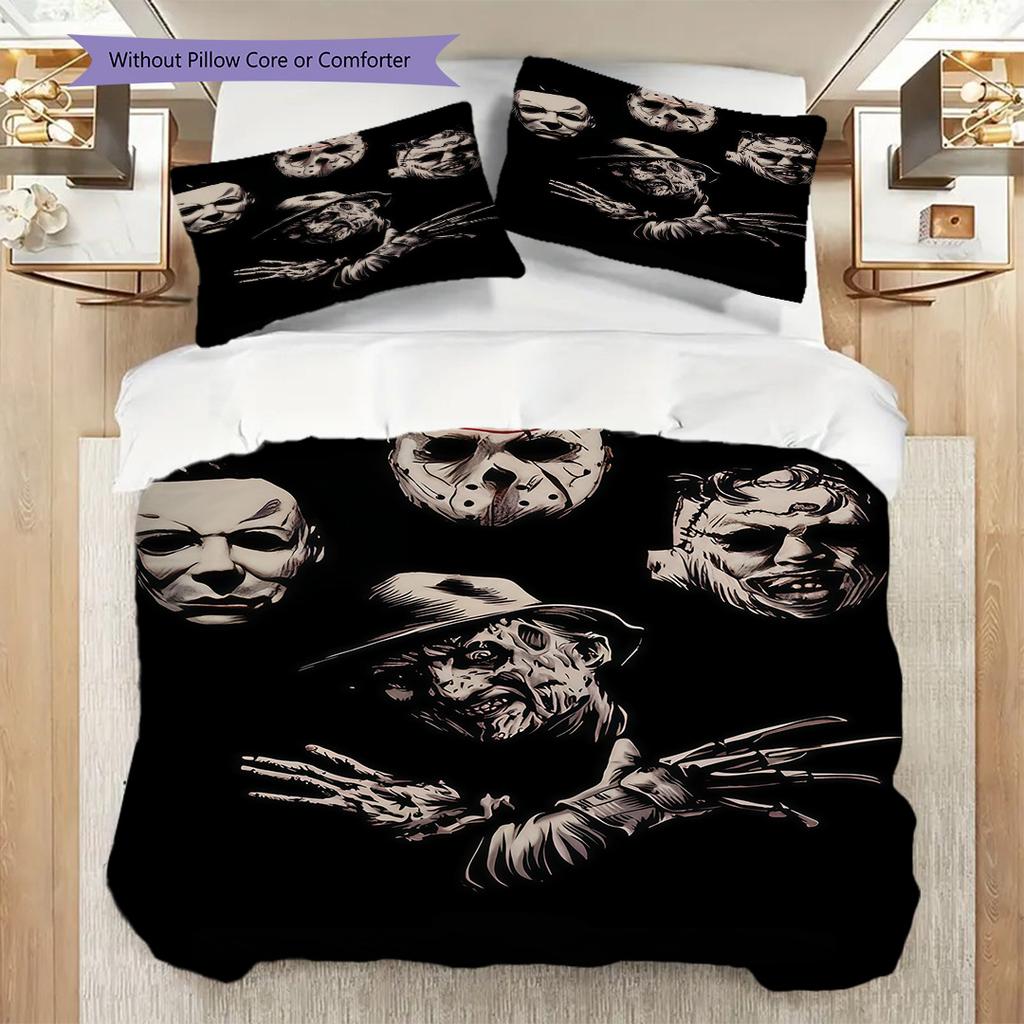 Horror Movie Posters Set Bedding 1 Duvet Cover 2 Pillowcase Without Core Christmas Birthday Gift Bedding Set Soft And Comfortable