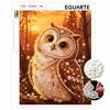 Golden Owl Pattern 5D Pearl Painting Kit with Frame DIY Sparkling Bead Canvas Art Relaxing Craft for Bedroom Decor Wall Art Ornament