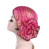 Bronzing Flower Women's Hat Elastic Casual Hair Bonnets African Turban Caps  Four Seasons