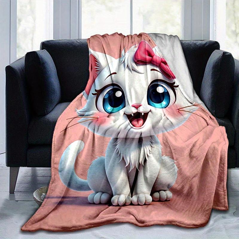 1PC Cute Cartoon Marie Cat Blanket, Seasonal Universal Home Decoration Blanket, for Decorating Your Own Sofa and Living Room, Super Soft Fla