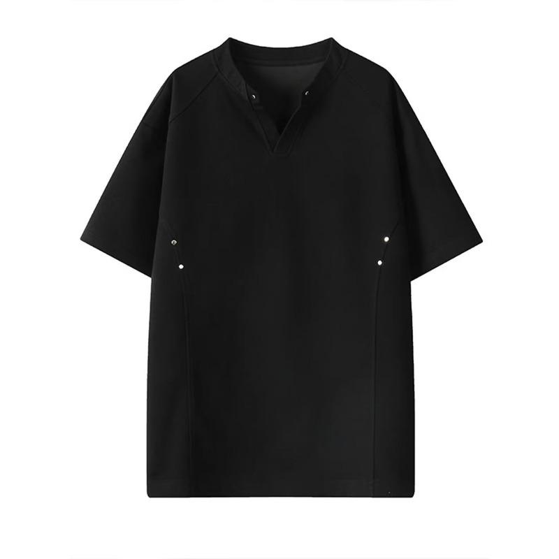 Mens V Neck Loose Short Sleeve Solid Casual Daily T Shirt Top