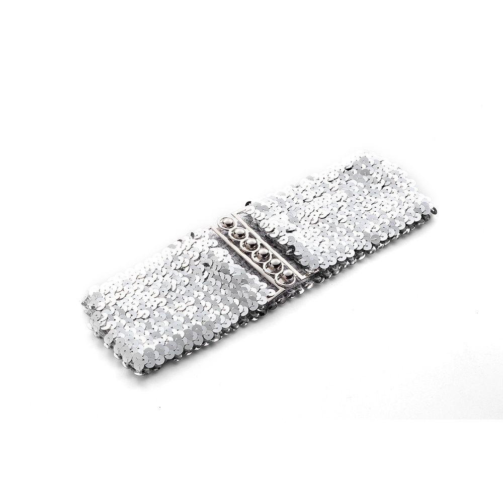 Elastic Belly Corset Sequin Belt Buckle Waistband Wide