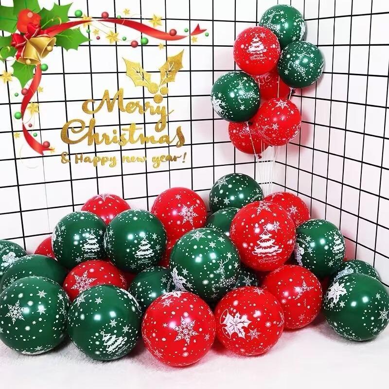 100pcs Christmas Latex Balloon 10inch Golden Green Red Confetti Balloons For Christmas New Year Party Decoration