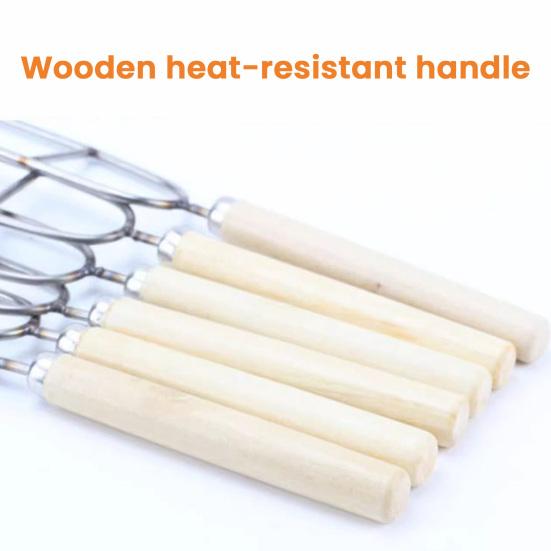 Шпажки для барбекю из нержавеющей стали, двухзубые шампуры для барбекю, 36 см, вилки для кемпинга с деревянной ручкой для шашлыков из курицы и креветок