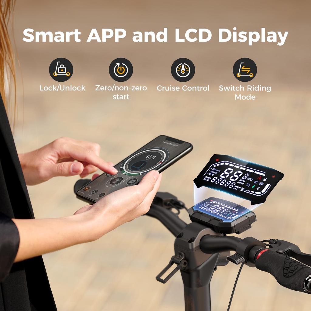 iScooter IX7Pro Внедорожный электросамокат для взрослых 2000 Вт, 48 В 17,5 Ач, Полная подвеска, Управление через приложение, 10" Внедорожный электросамокат с подсветкой