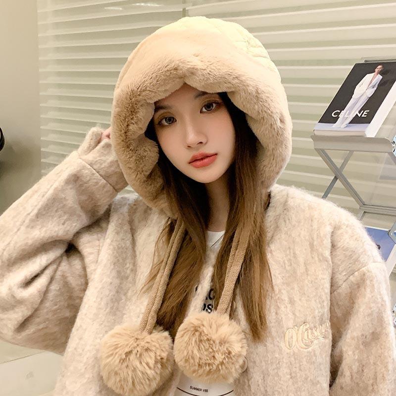 Женская зимняя ветрозащитная и теплая шапка-пуловер с защитой ушей, флисовая утолщенная велосипедная ветрозащитная снежная шапка