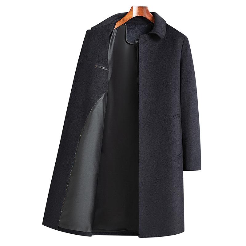 Business Casual Long Lapel Woolen Coat Men's Trench Coat Autumn and Winter New Woolen Coat Coat