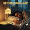 Cordless Table Lamp, Rechargeable Amber Glass Lotus Flower Lamp | 5200mAh touch lamp with 3 color modes and stepless dimming, battery operated lamp