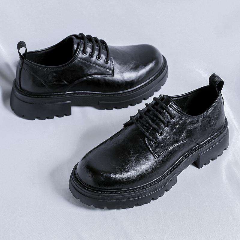 Модная мужская модная ретро уличная мужская обувь черная Повседневная обувь для мужчин на улице Новая Удобная на толстой подошве увеличивающая рост