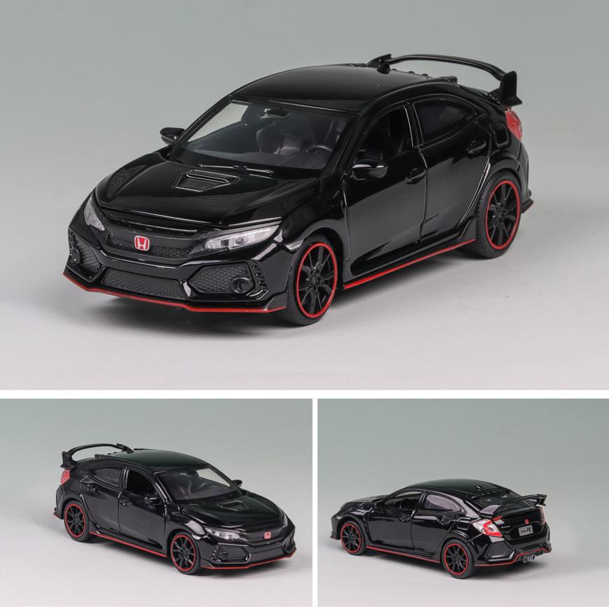 1:32 масштаба 2017 Honda Civic Type-R, литая под давлением модель автомобиля, игрушечный автомобиль с открытыми дверями, свет и звук для детей, мальчиков, девочек, взрослых и мужчин, коллекция