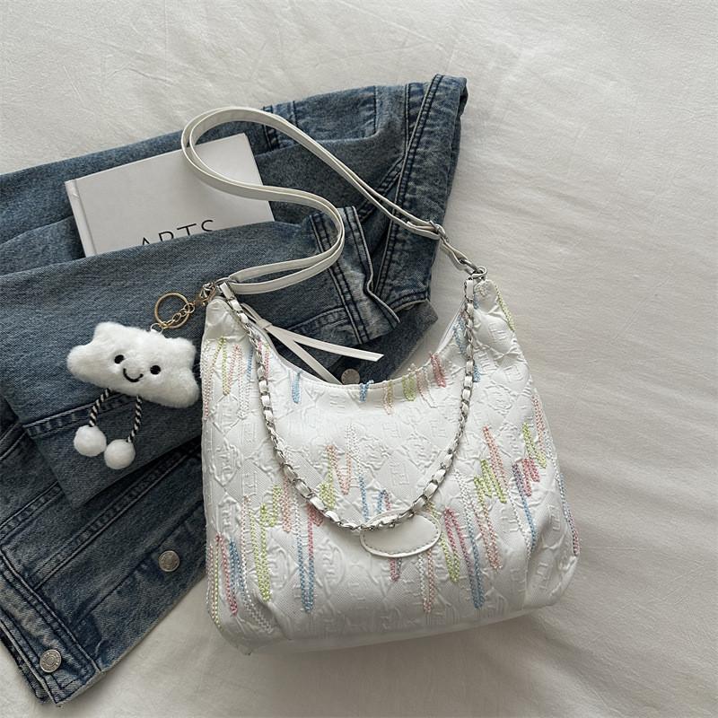 Стильная сумка-тоут большой вместимости, новинка 2024 года, для повседневных летних поездок на работу, черного, белого, розового цвета