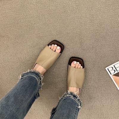 Весенне-летняя обувь Плюс Квадратные сандалии Мягкая подошва Плоские сандалии Шлепанцы Женская обувь