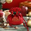 Christmas Velvet Drawstring Gift Bag Apples Small Large Sizes Festive Holiday Pouch