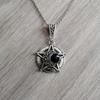 Charm Gothic Silver Color Five-pointed Star Hollowed-out Crescent Purple Crystal Pendant Necklace for Women Halloween Jewelry