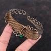Faceted Zambian Emerald Gemstone Bangle Copper Wire Wrapped Cuff Bracelet Adjustable Bangle Copper Jewelry For Gift Handmade Elegant Bangle