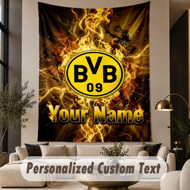 Custom Text Tapestry Borussia Dortmund Print Wall Tapestry Indoor Living Room Wall Decor
