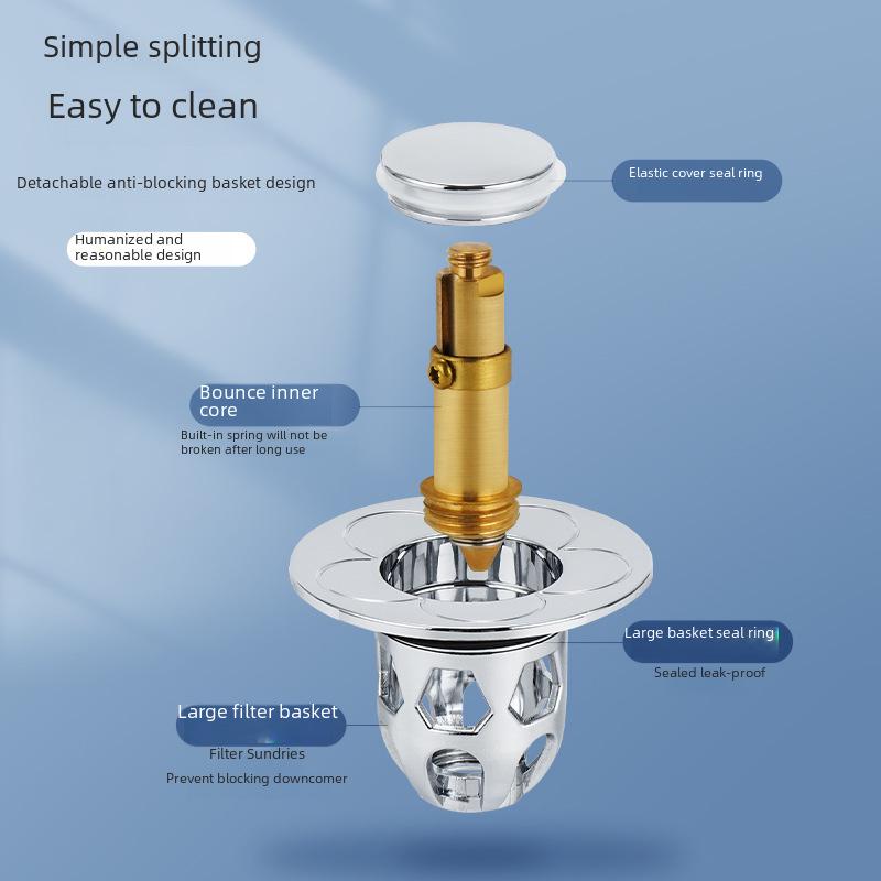Универсальный латунный всплывающий сливной клапан для раковины, герметичный