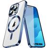 Case for iPhone 15 Pro Max with Magnetic Circle Shockproof Protection Transparent TPU Blue Outline