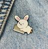 New Enamel Pin Rabbit Bunny Animal with Knife Funny Metal Pin Gift Birthday 1 Piece