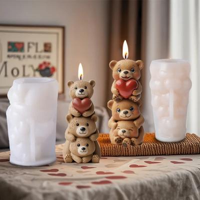 Mirosie 3d Силиконовые формы для мишек, уложенных друг на друга, Бытовой набор для DIY, Форма для фондана, торта, шоколада, Набор для приготовления эскимо, мороженого, свечей