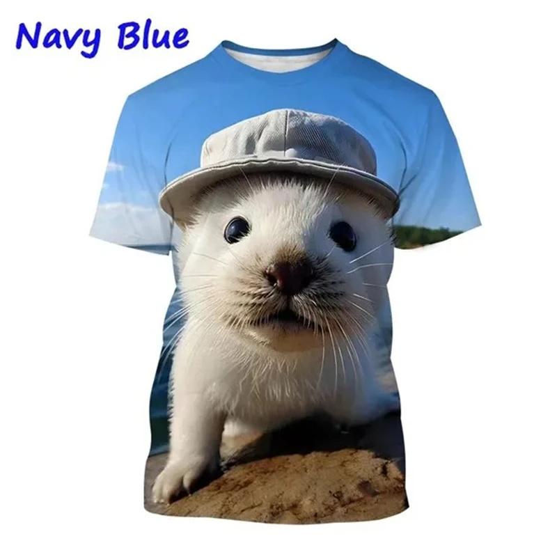 Летняя 3D-печать милых животных Eurasian River Otte футболка Lutra Lutra Графические футболки для мужчин Модные забавные футболки