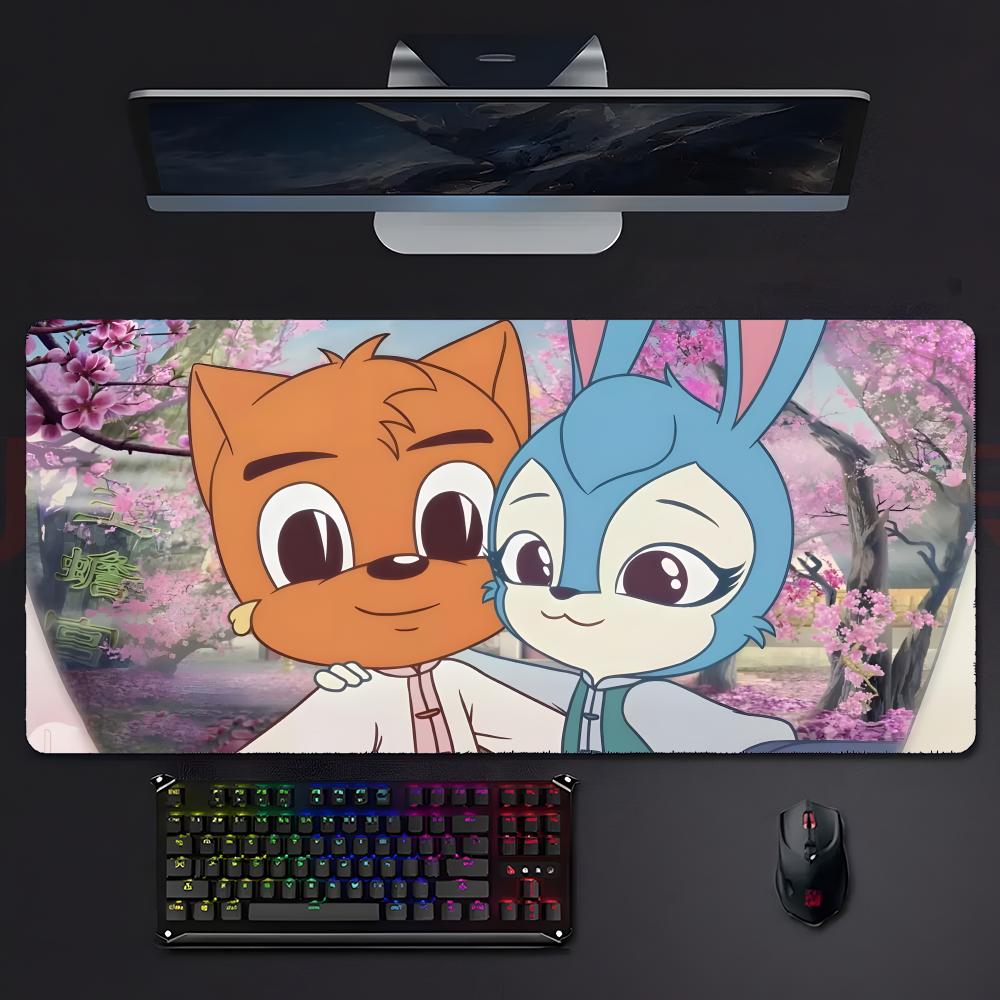 Cute Classic Anime Rrainbow Cat And Blue Rabbit Mouse Pad Mousepad Large Gaming Lockedge Thickened Pc Table Desk Mat