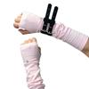Spandex Ice Silk Finger Sleeves Gothic Solid Color Sleeve Sun Protection Y2K PU Wristband  Cosplay