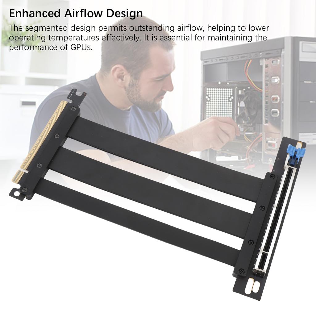 Кабель-райзер PCIe 5.0 X16 Прямоугольный 90 градусов 128 Гбит/с Экранированный Удлинительный кабель PCIE 5.0 X16 для GPU для корпуса ПК Сервер ITX