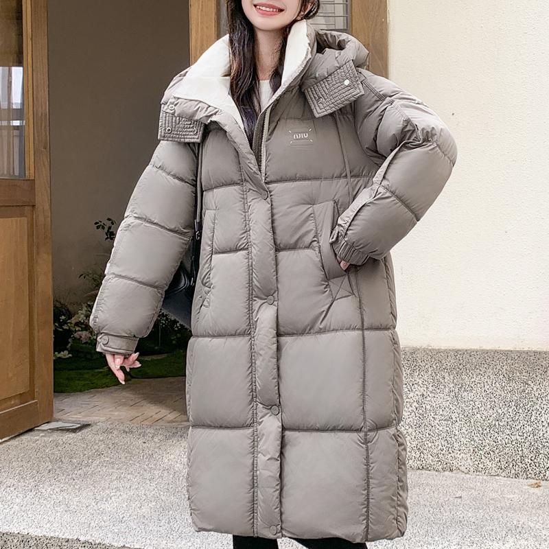 Fashion Winter Women's Long Parkas Hooded Thick Warm Jackets Elegant Loose Woman Coats