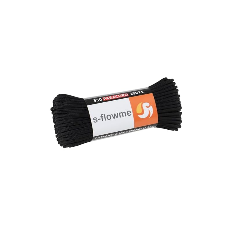 Паракорд S-flowme, 7-жильный, 4 мм x 30 м, грузоподъемность 250 кг, веревка для рукоделия, палатки, аксессуар, браслет, веревка для крепления палатки/тента для кемпинга на открытом воздухе, оттяжка, A01