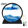 Creative Souvenir Making Kit Moving Sand Art Picture Liquid Motion, 3D Deep Sea Sandscape Quicksand Decor, Round Complete Supplies Glass Frame Display