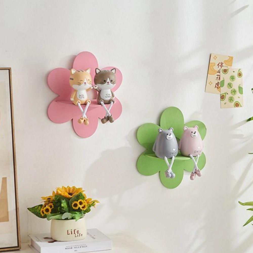 Деревянная настенная полка в форме цветка, подставки для дисплея, для спален, гостиной, эстетичные настенные деревянные полки, домашние декоративные стеллажи