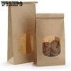 20pcs Bakery Bags with Window Kraft Paper Bags Tin Tie Tab Lock Bags Brown Window Bags Cookie Bags Coffee Bags
