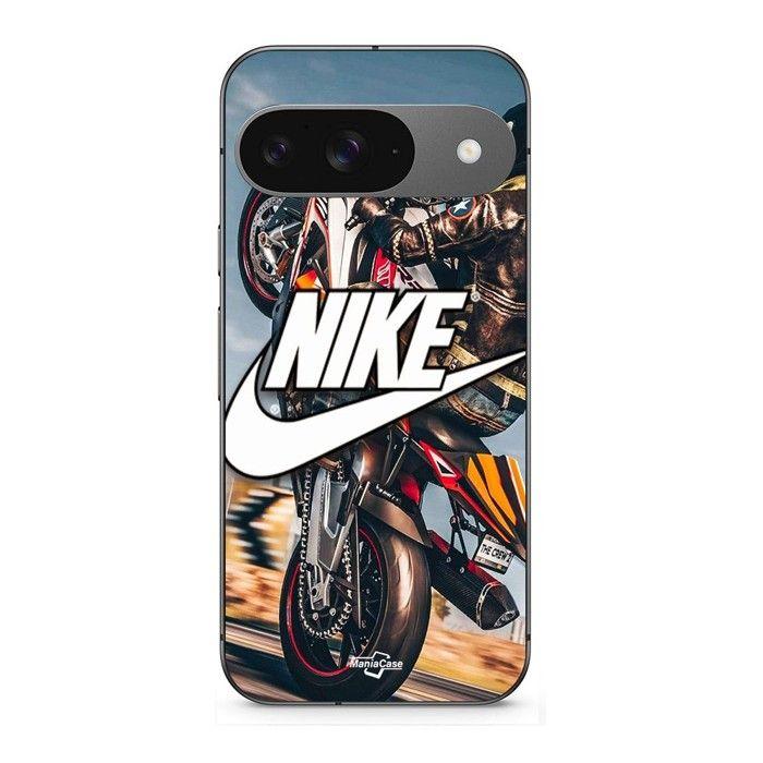 Coque pour Google Pixel 9 nike logo blanc roue moto