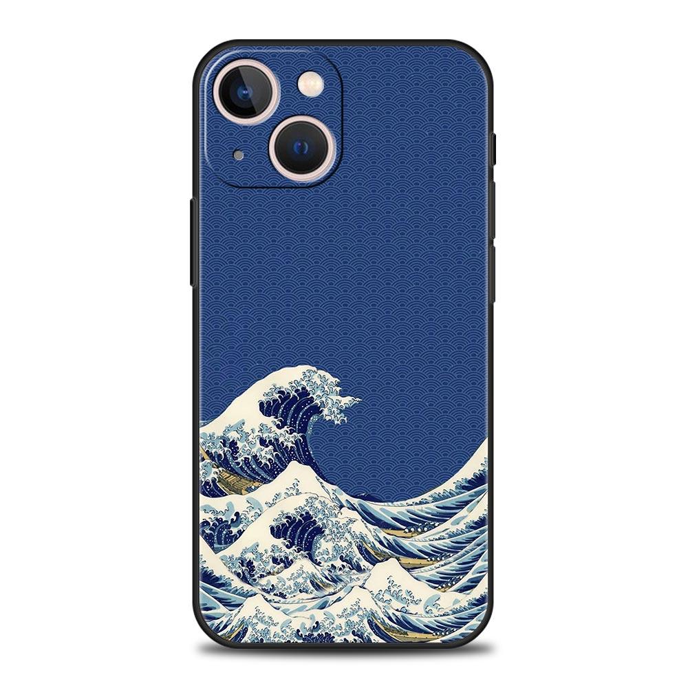 Модный Чехол для Телефона 'Большая Синяя Волна' Для iPhone 16e 15 14 13 12 11 Pro Max XS X XR SE 7 8 Plus Чехол iPhone 16 Мягкая TPU Накладка
