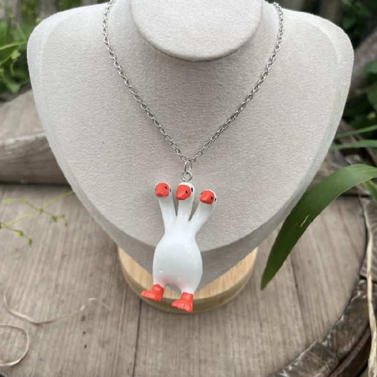 Unique Pendant Earring Geese with Three Heads Shape Lightweight Pendant Necklace
