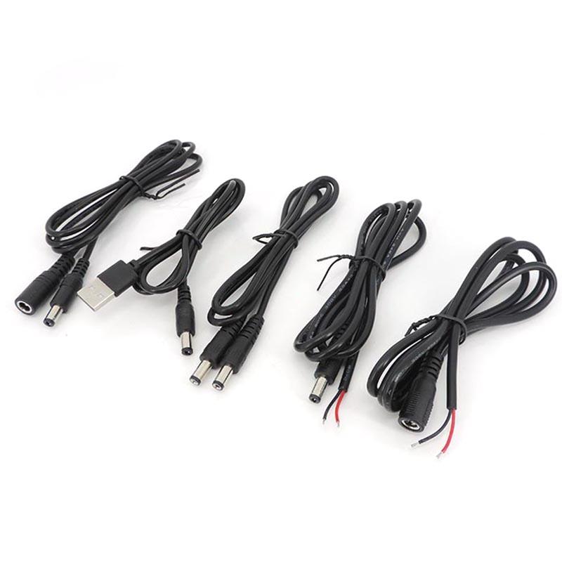 1meter 2pin DC Usb Male To Male Female Power Wire Diy Cable Supply Charging 5.5x2.1mm Cord 5.5mmx2.1mm Jack Plug Connector