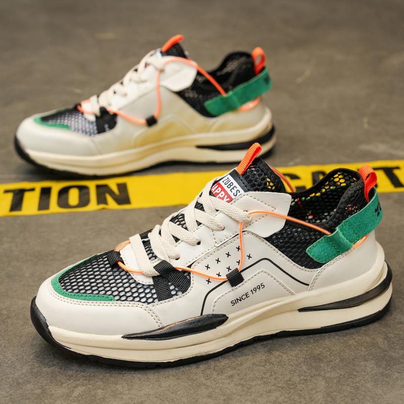 Hollow breathable men's shoes summer mesh thin Forrest Gump mesh shoes men's soft-soled sports and leisure versatile dad trendy shoes