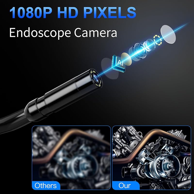 Industrial Endoscope Camera 4.3" IPS Single Dual Lens Car Inspection Borescope Sewer Camera IP67 Waterproof Snake Camera 8 LEDS