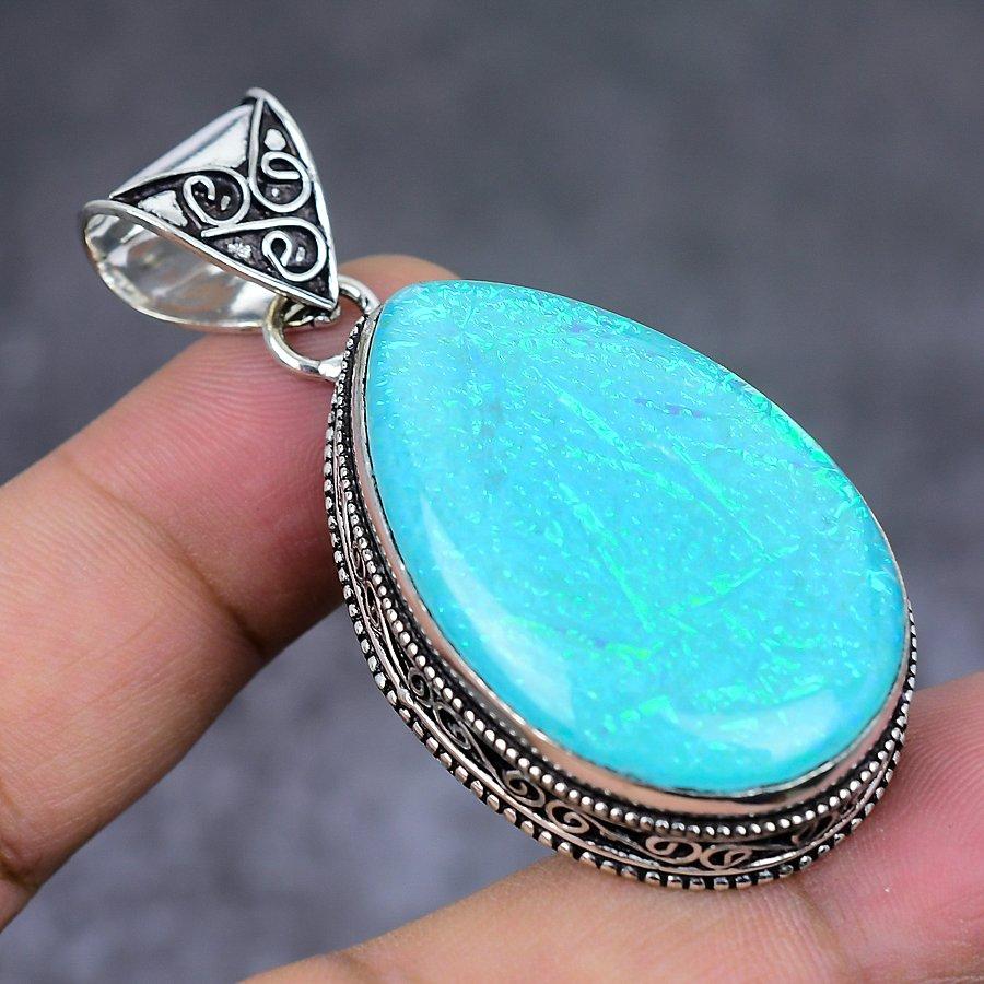 Подвеска из натурального синего триплетного опала из стерлингового серебра 925 пробы 2,25 дюйма B4s37