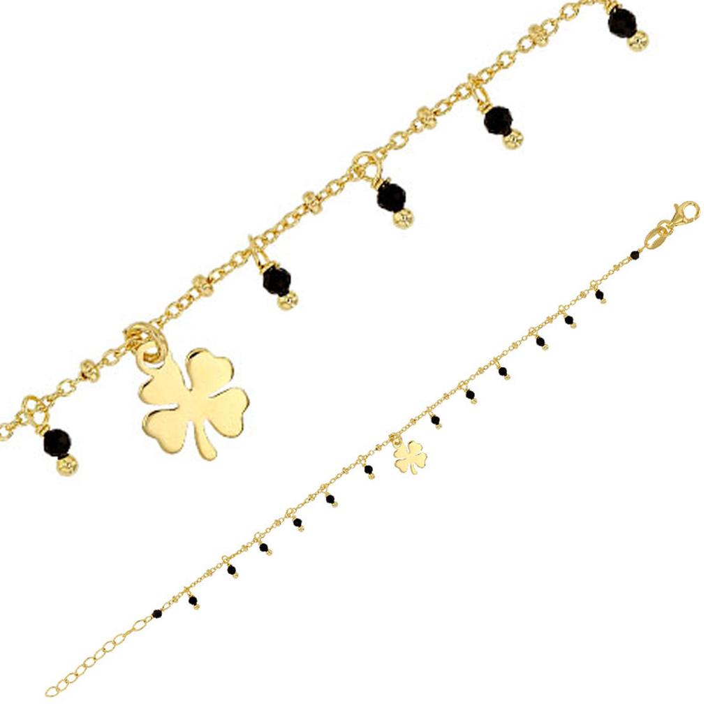 Les Trésors De Lily [R4980] - Серебряный браслет ручной работы «Клеопатра» черное золото - 8 мм (Клевер)