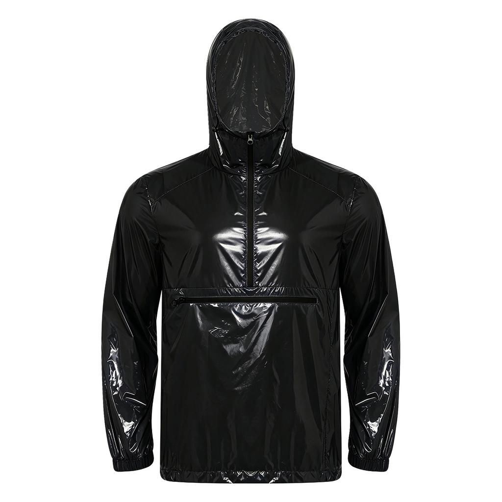 Mens Waterproof Hoodie Sweatshirt Front Kangaroo Pocket Zipper Long Sleeve Hooded Windbreaker Raincoat