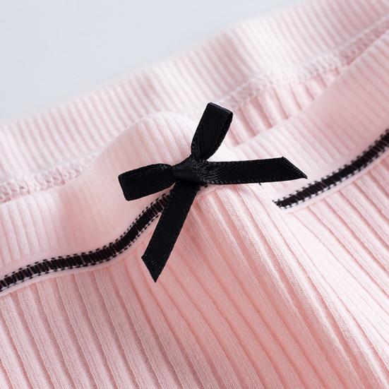 Women Panties Thread Bow Decor Mid Waist Elastic Cotton Underpants Seamless Max