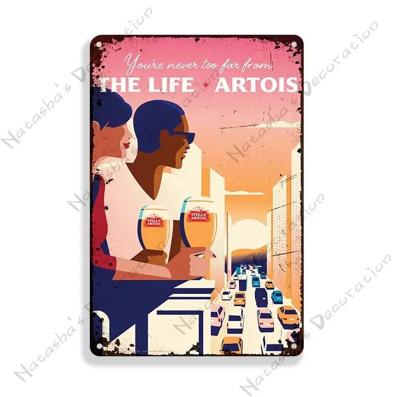 Декоративная тарелка Stella Artois Настенный декор Пиво Металлические знаки Настенная тарелка Винтажный металлический жестяной знак Индустриальный декор Домашний бар Жестяной знак