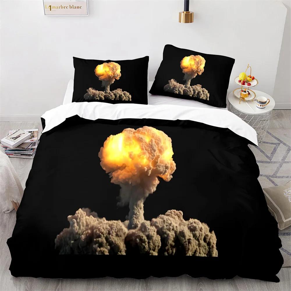 Explode Duvet Cover Collection Orange Firework Shaped Pattern Polyester Comforter Cover King Queen Size For Boys Girl Bedding Collection