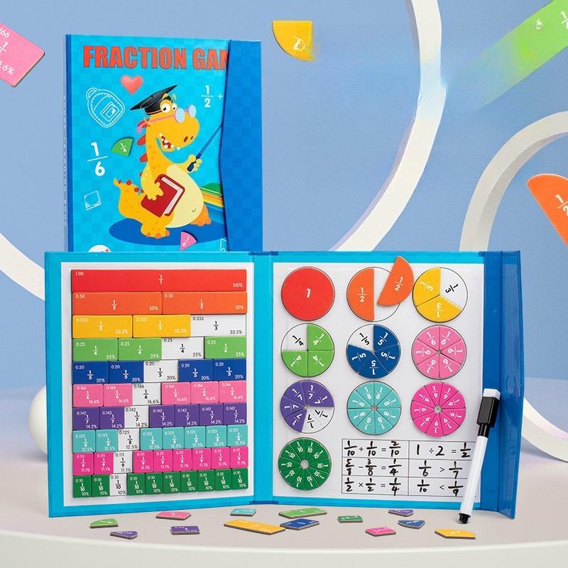 Montessori Fraction Learning Math Toy Magnetic Arithmetic Teaching Aids Wooden Book Educational Toys For Children Christmas Gift