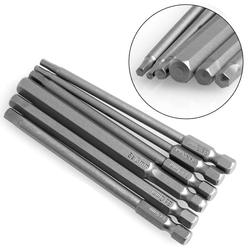 6pcs H2.5-H8 100mm Length Magnetic Torx Screwdriver Bits Set 1/4" Hex Shank New