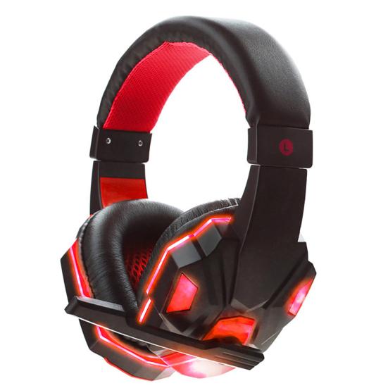 LED Light Soft Ear Muff Adjustable Over-ear PC Notebook Gaming Wired Headset